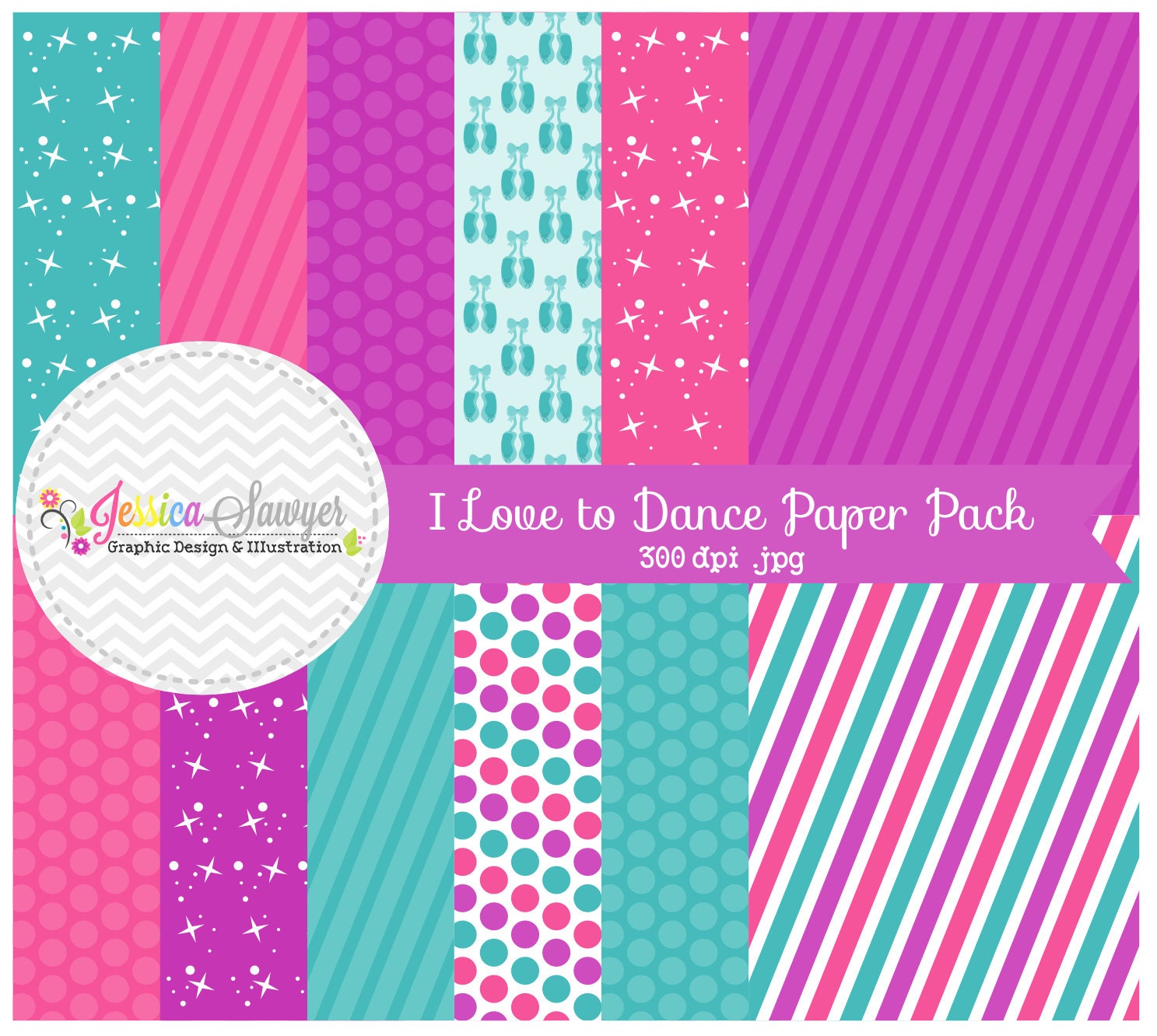 CLEARANCE - dance digital paper pack - girls background - card making - invitation - printable papers instant download Il_570xn