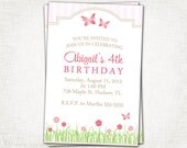 Girl Birthday Party Invitation-  PRINTABLE - DIY Digital File - Floral, Garden, Butterfly Birthday Invitation - Garden Party Collection
