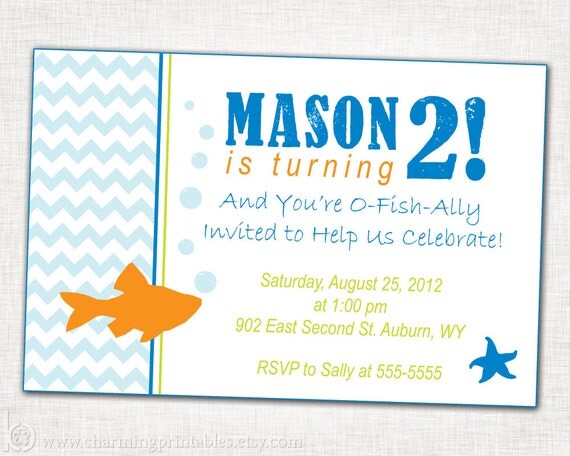 Under The Sea Birthday Party Invitation-  PRINTABLE - DIY Digital File - Fish Birthday Invitation