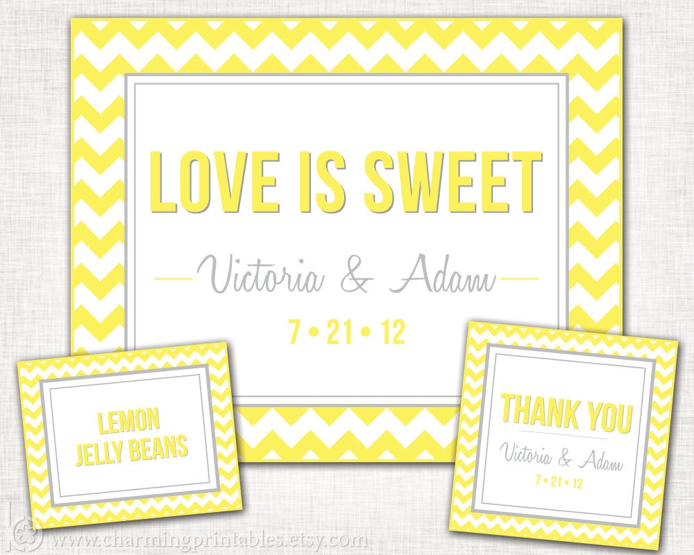 Chevron Candy Buffet Set - Custom Colors - PRINTABLE - Buffet Sign Labels Tags - Chevron Collection Il_570xn
