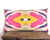 ART CLASS - cushion cover neon pink, purple, yellow throw pillow - original abstract art throw pillow - bright bold & colourful