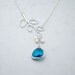 Branch Necklace - 'Florence' Lagoon Blue Glass Drop, Freshwater Pearls and Sterling Silver Chain, Blue Wedding Jewelry