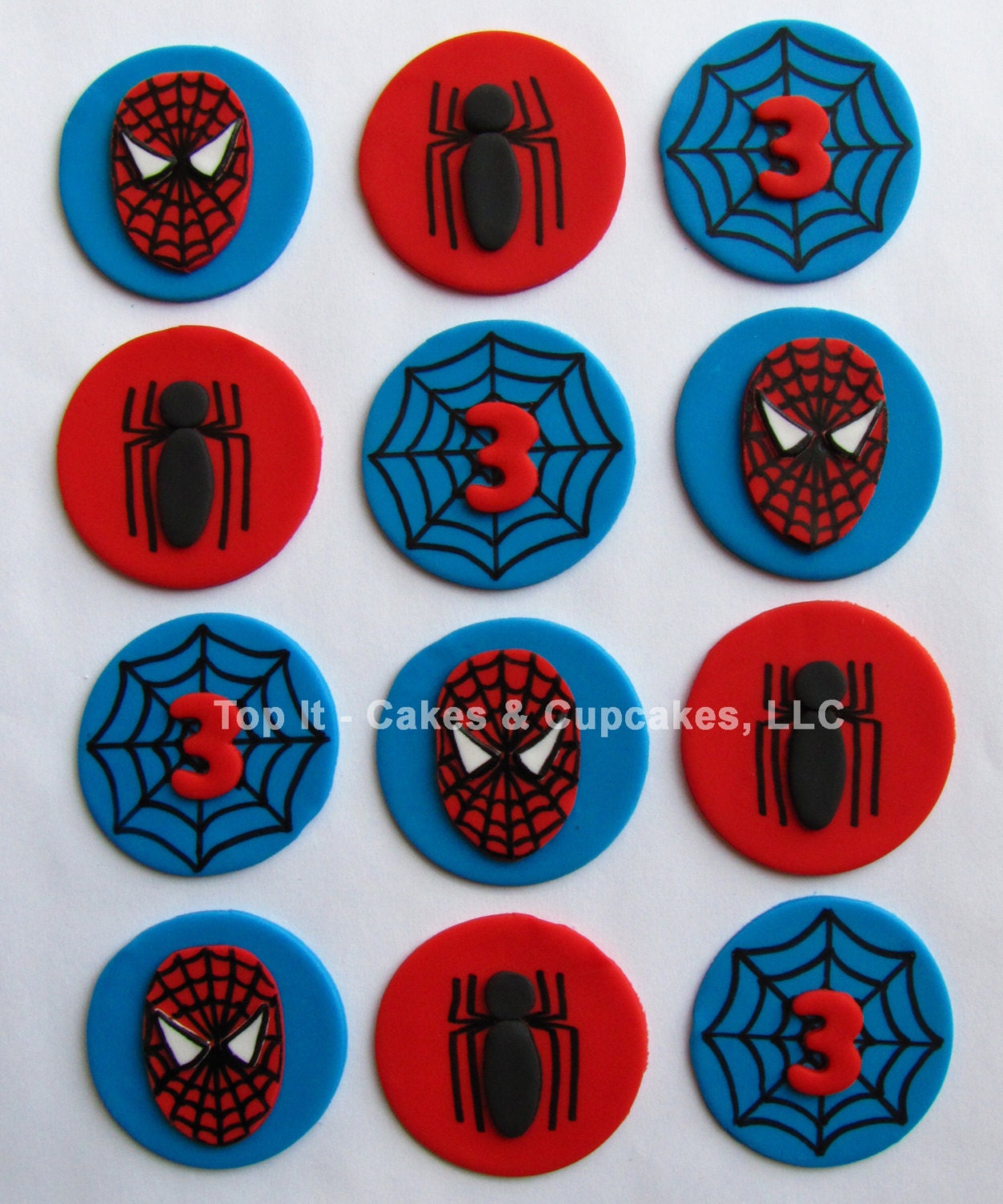 Fondant Cupcake Toppers - Spider Sense Inspired