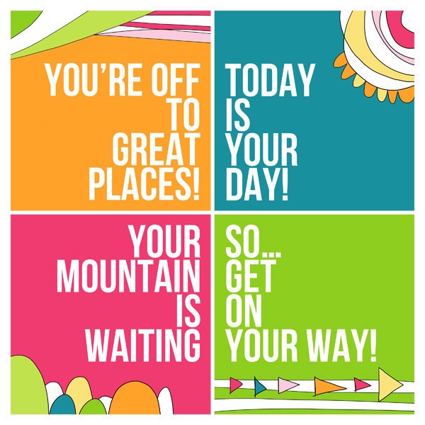 dr. seuss nursery wall art - you're off to great places... - bright girly printable wall gallery