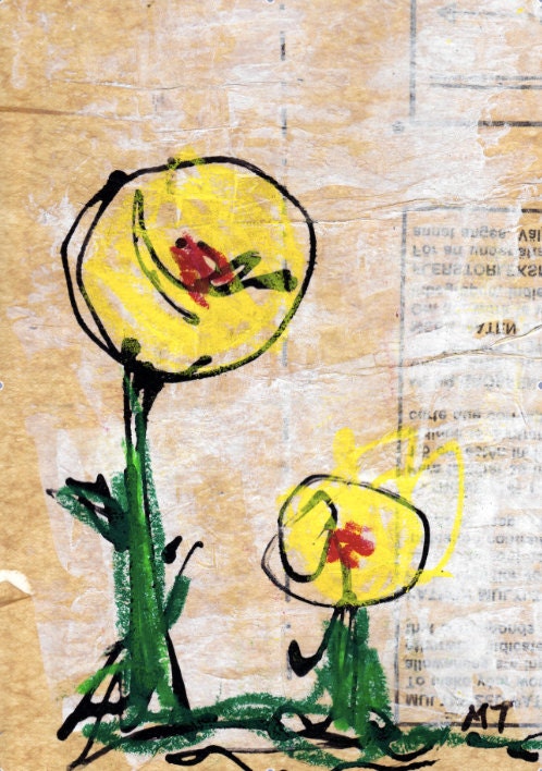 Still Small - Acrylic on Collage - 4" x 6" print