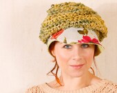 Green woman hat Crocheted hat woman Spring hat woman Boho hat Crochet hat green  Knit hat woman  Crochet newsboy hat Summer knit