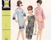 Vintage 60s Sewing Pattern - Simple French Dart Sheath Dress, Sleeveless or 3/4 Bell Sleeve, "Quickie" - 1966 McCall's 8337, Bust 32, Uncut