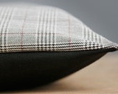 L-XL Black, White and Red Plaid Canvas / Black Cotton Canvas Dog Bed / Your Choice Plain Design, Black Masked Boxer or Red Fox Screenprint