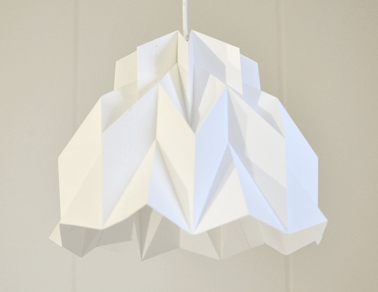 Ruffle: Origami Paper Lamp Shade / Lantern - White