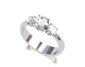 Sapphire ring, Trinity, Sapphire engagement ring, white gold, engagement ring, White sapphire, Three stone, trilogy ring