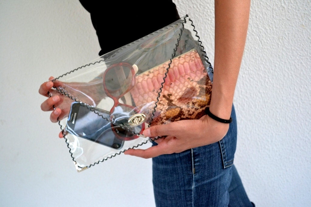Handmade transparent pvc clutch / Summer collection / Resistant, waterproof, high quality PVC