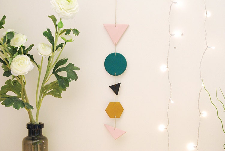 NEW // Garland Geometric - Pale Pink, Tan, Emerald Green and Black