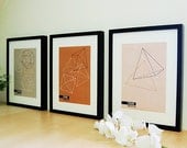 NEW // Triptych Geometric Print A4 1 Tan, Grey and Pale Pink