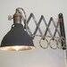 Industrial Scissor Articulating Wall Lamp Light - Antiqued Patina - Steampunk Lamp - Mirrored Dark Gray Shop Light & Shade