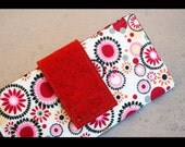 50% OFF - fabric bifold wallet - pure red merino wool felt and durable cotton fabric