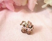 Tiny Mechanical Twin Bunny Rabbits in Pink Buggy Pram- antique style Decor - Dollhouse Miniature Toy