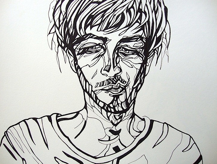 Original Artwork - Portrait Illustration - Jan Drawing 7 by Lucita Peek