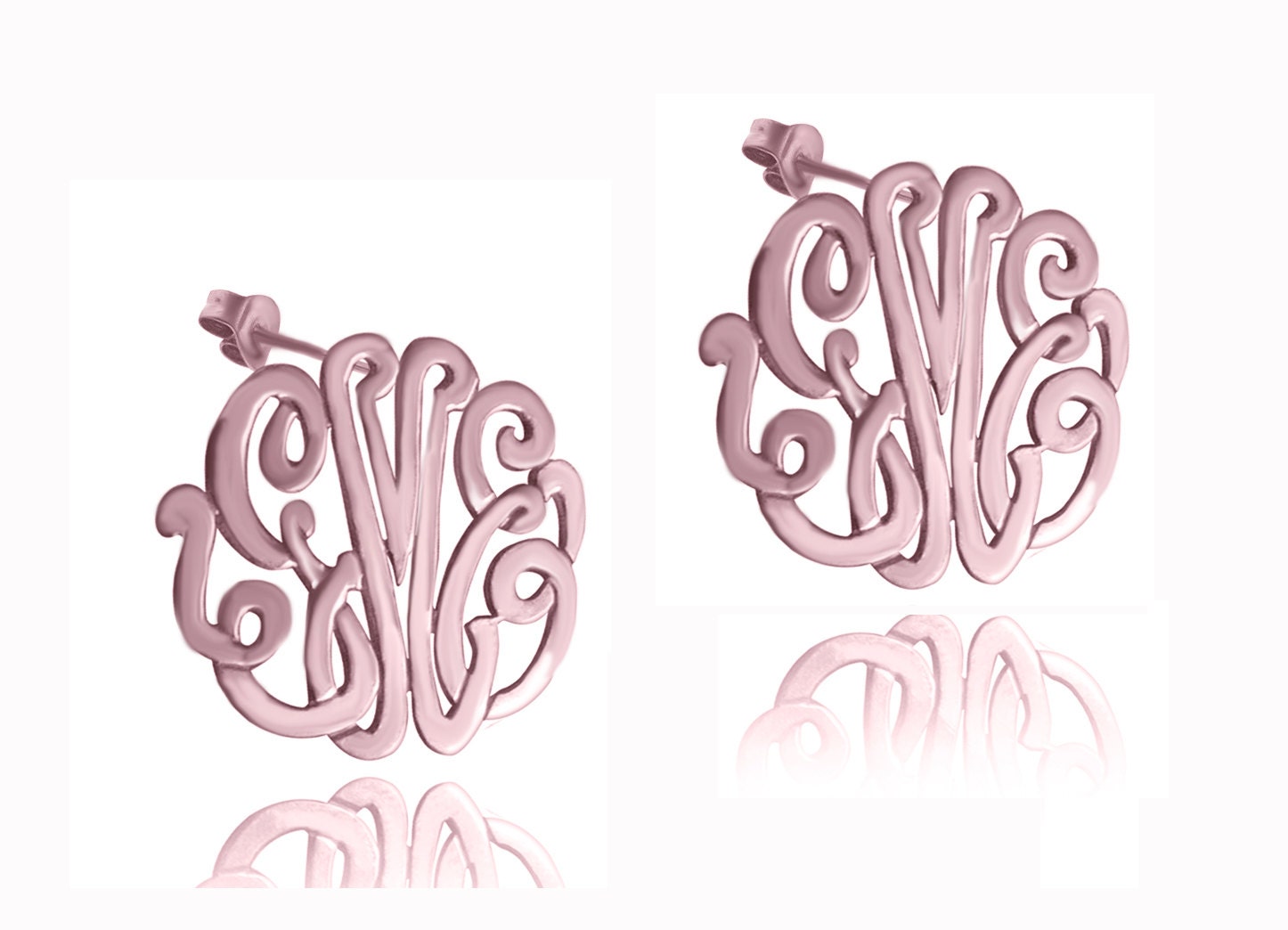 Personalized Handmade Monogram Earrings (order any name) - Rose Gold and Sterling Silver