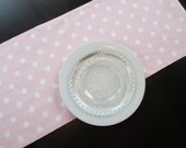 Polka Dot Table Runner in White on Pink