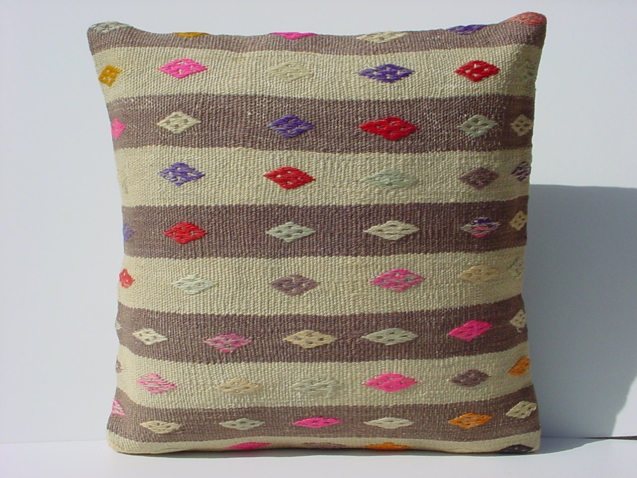 ORGANIC Modern Bohemian Home Decor,Turkish Kilim Pillow Cover  16" X 16",Tribal Pillow,Vintage Kilim Pillow,Soft Kilim Pillow,Throw Pillow