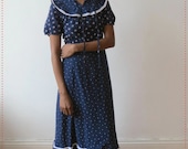 Blue Floral Print Prairie Maxi Dress