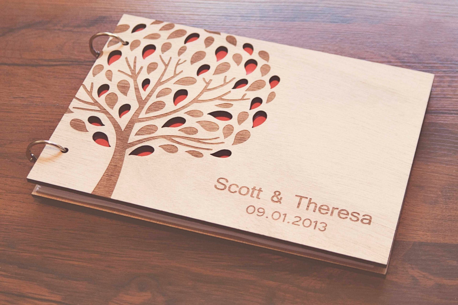 Custom Wedding guest book wood rustic wedding guest book album bridal shower engagement anniversary- "3D Love Tree"  UNIQUE GUESTBOOK