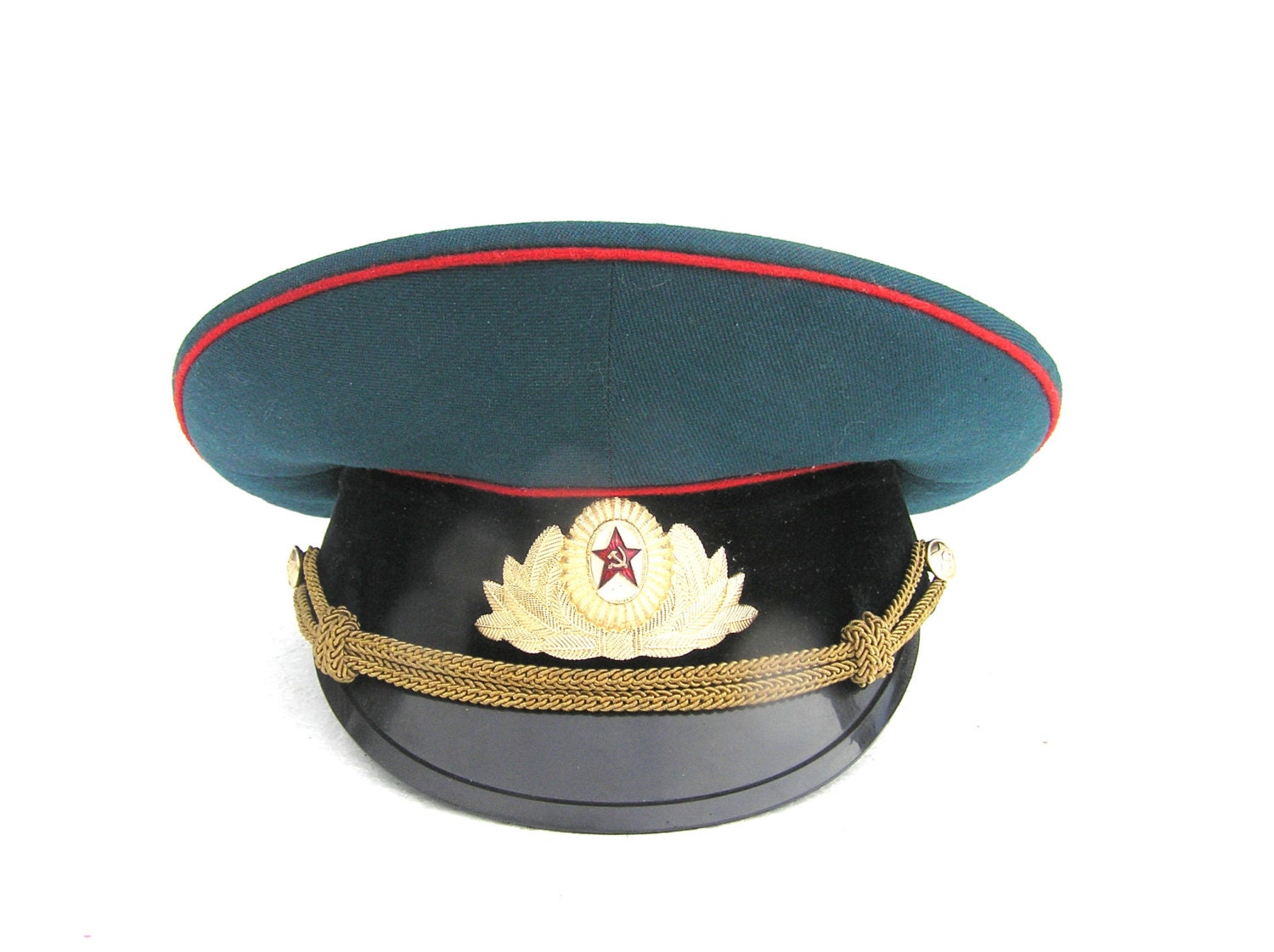 Soviet Russian military tank officer parade hat cap visor visors blue steampunk collectibles size 54 teal blue sickle and hammer