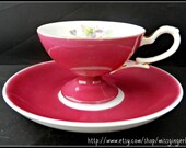 Vintage 1940's Ucagco China demitasse floral footed teacup and saucer set made in Occupied Japan