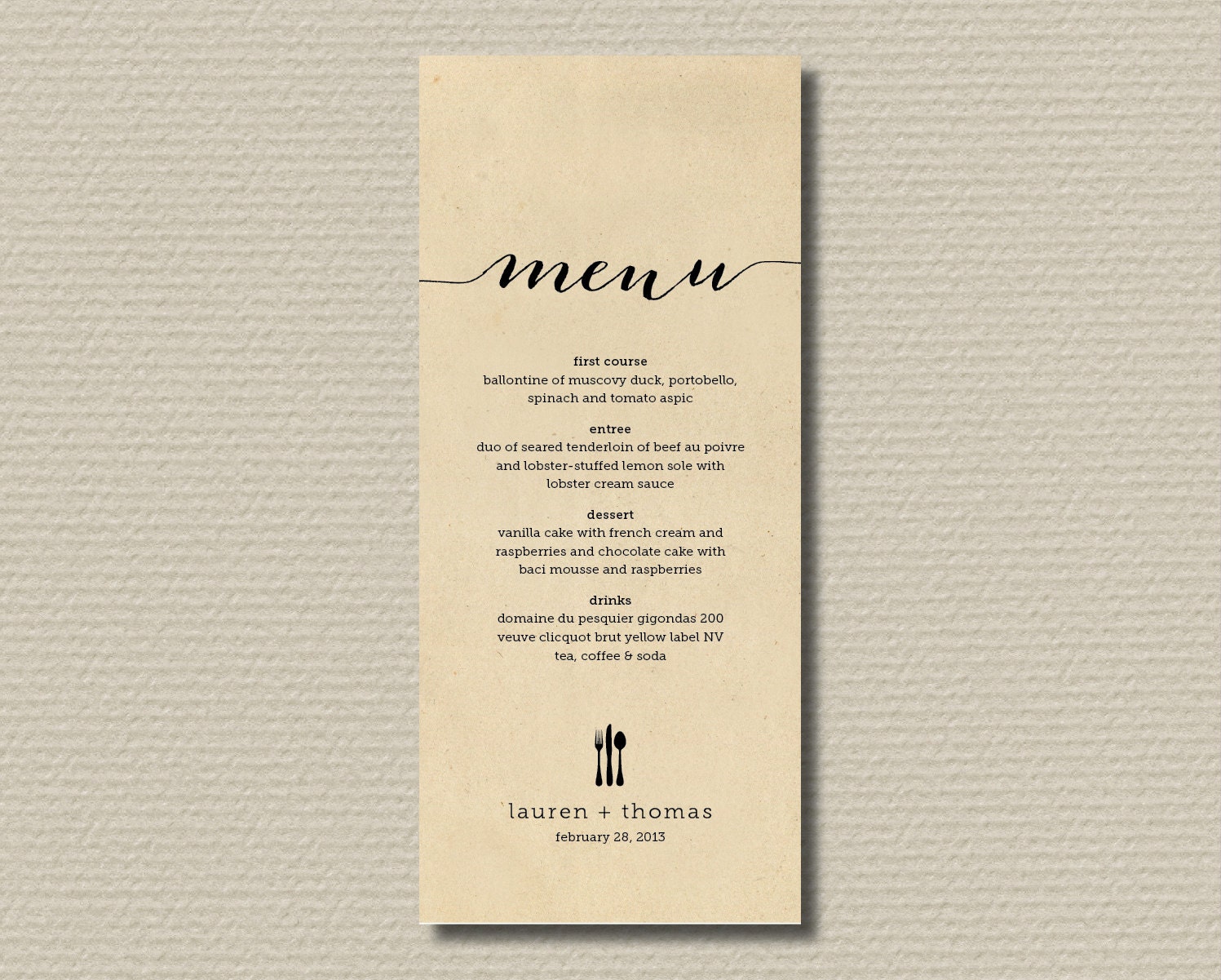 Printable menu - Rustic Background with black