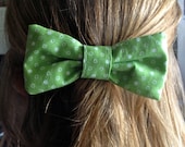 Green And White Polka Hair Bow And Bow Tie
