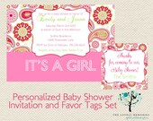 Its a Girl Modern Paisley Baby Shower Printable Invitation/ Favor Tags Il_170x135