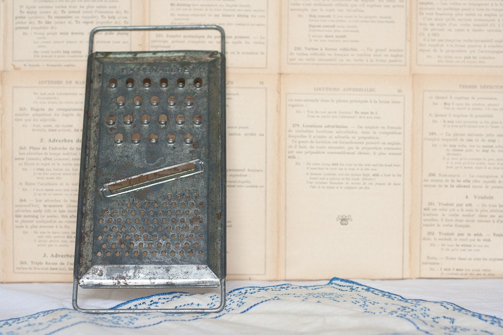 Rustic Vintage French Cheese Grater "La Menagere" Farmhouse or Country Kitchen Decor