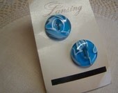 Pretty 3/4" Vintage Turquoise & White Lucite, Composite Buttons, Set of 2 (no. 1606)