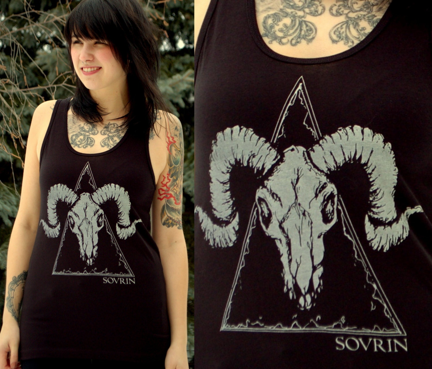 SIZE SMALL unisex ram skull tank