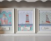 Set of 3 personalized nautical art - kids room