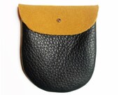 Soft Leather Pouch // golden honey suede with black leather