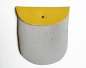 Soft Leather Pouch // yellow with soft grey leather