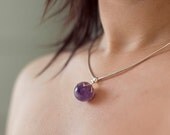 Silver flower Pendant with Amethyst Sphere
