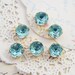8mm Round Faceted Aquamarine Blue Vintage Glass Stones, Jewels, Rhinestones in Brass 1 ring or 2 ring brass setting (6)
