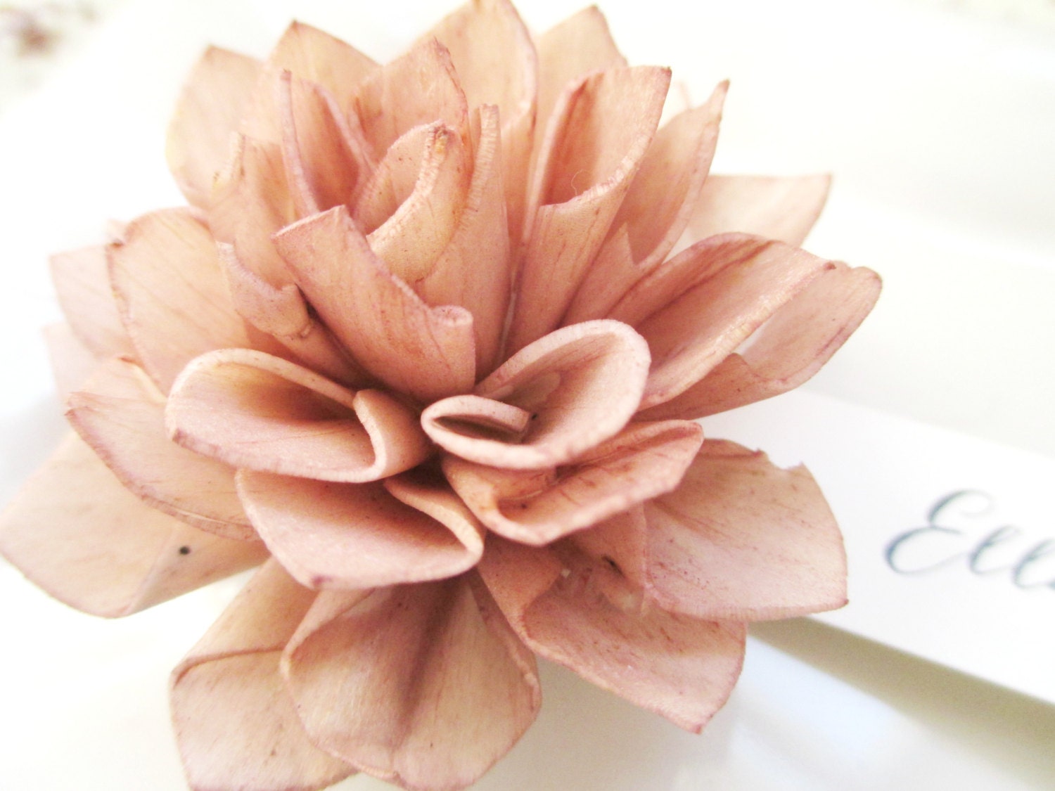 20 Antique Rose Colored Wooden Flower Place Cards, Rustic Wedding Place Cards, Escort Cards