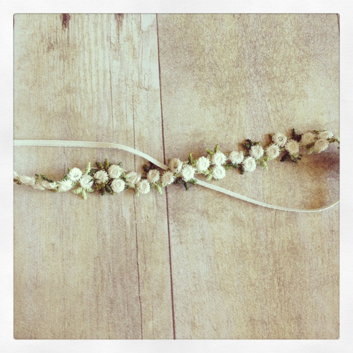 Sweet Pea-baby's breath flower halo hippie baby headband