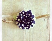 Nautical 4th of July dotted navy chiffon felt flower baby headband