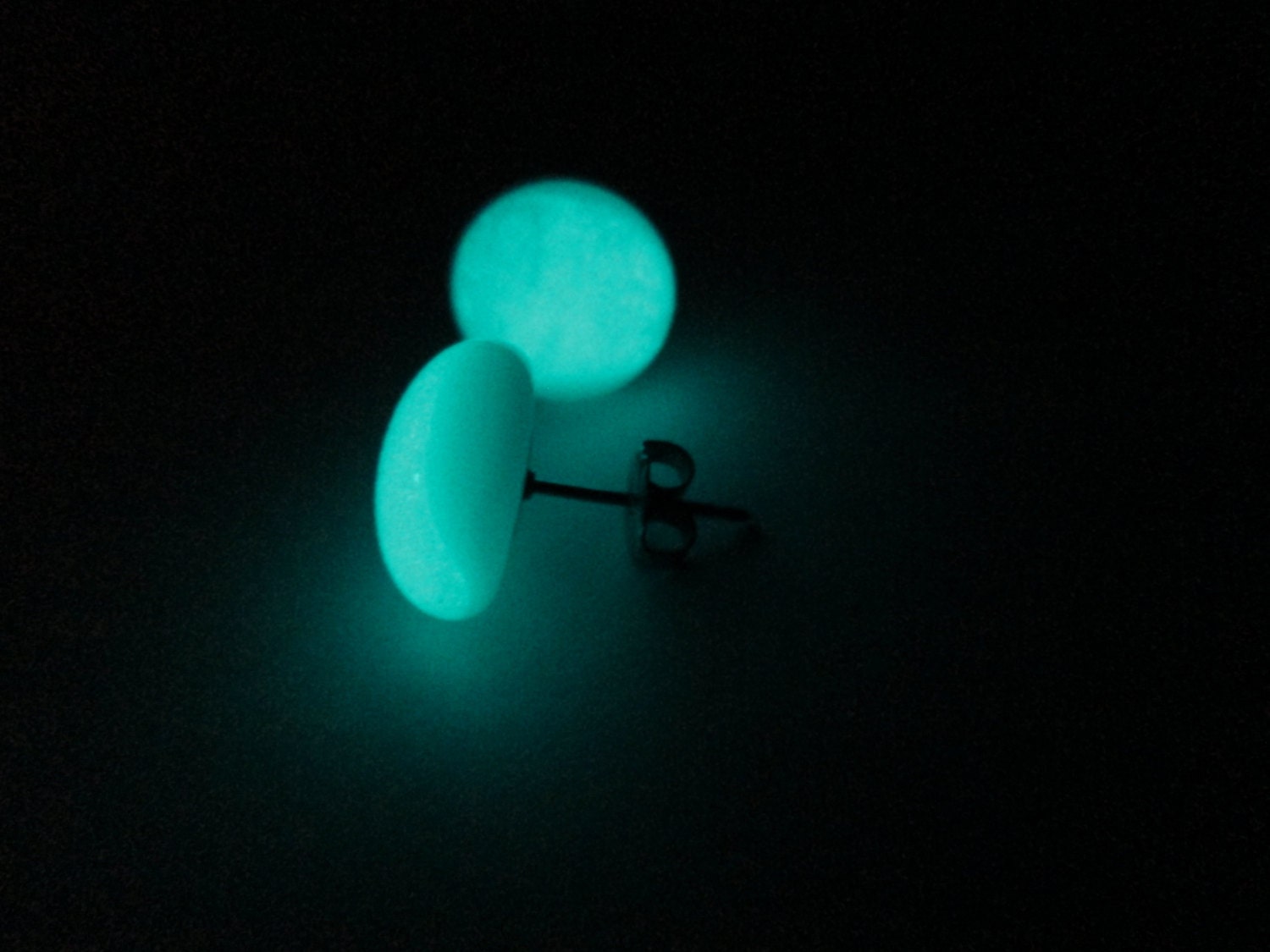 Glow In The Dark Glass Earrings - Full Moon
