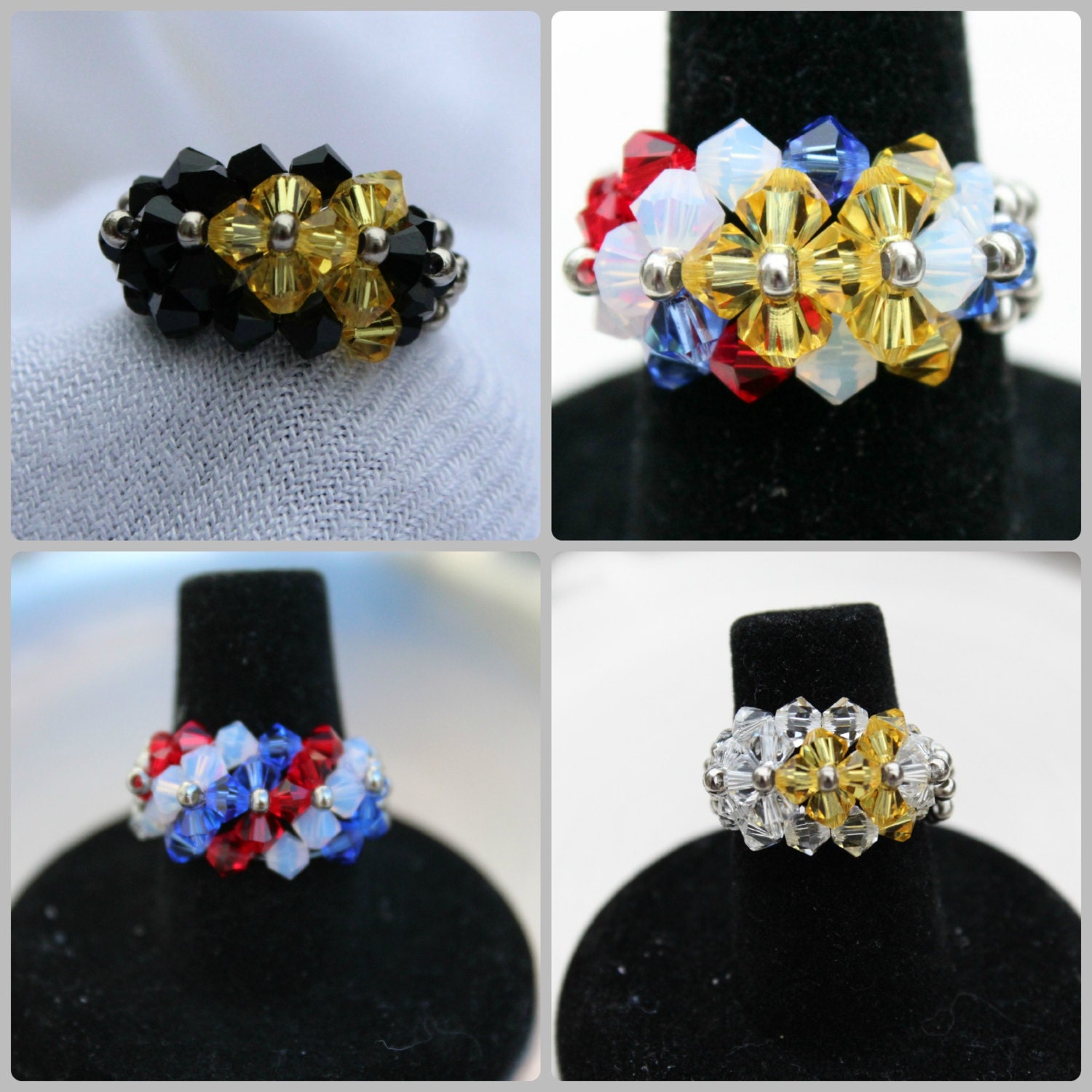 Memorial Day Weekend Sale RINGS, Handmade Swarovski Crystal Jewelry, Remember Those We Lost, Made to Order In Your Size
