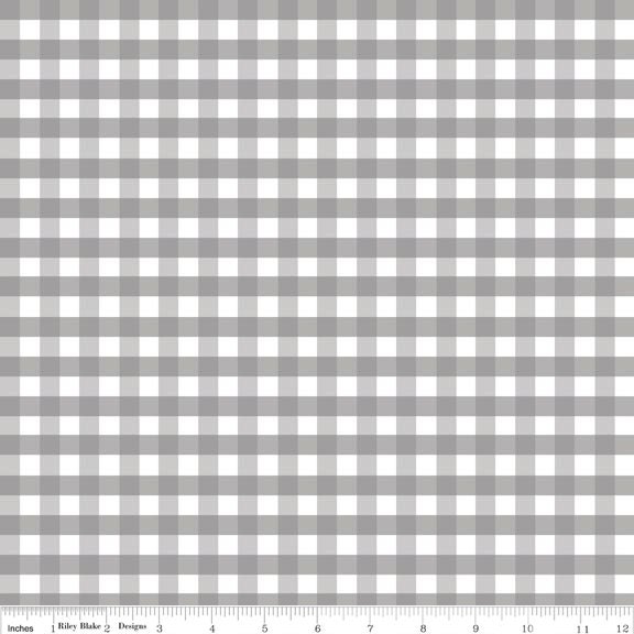1 yard Grey  MEDIUM Gingham -Riley Blake Designs - Grey  / White Checkered - RBD - C450-40