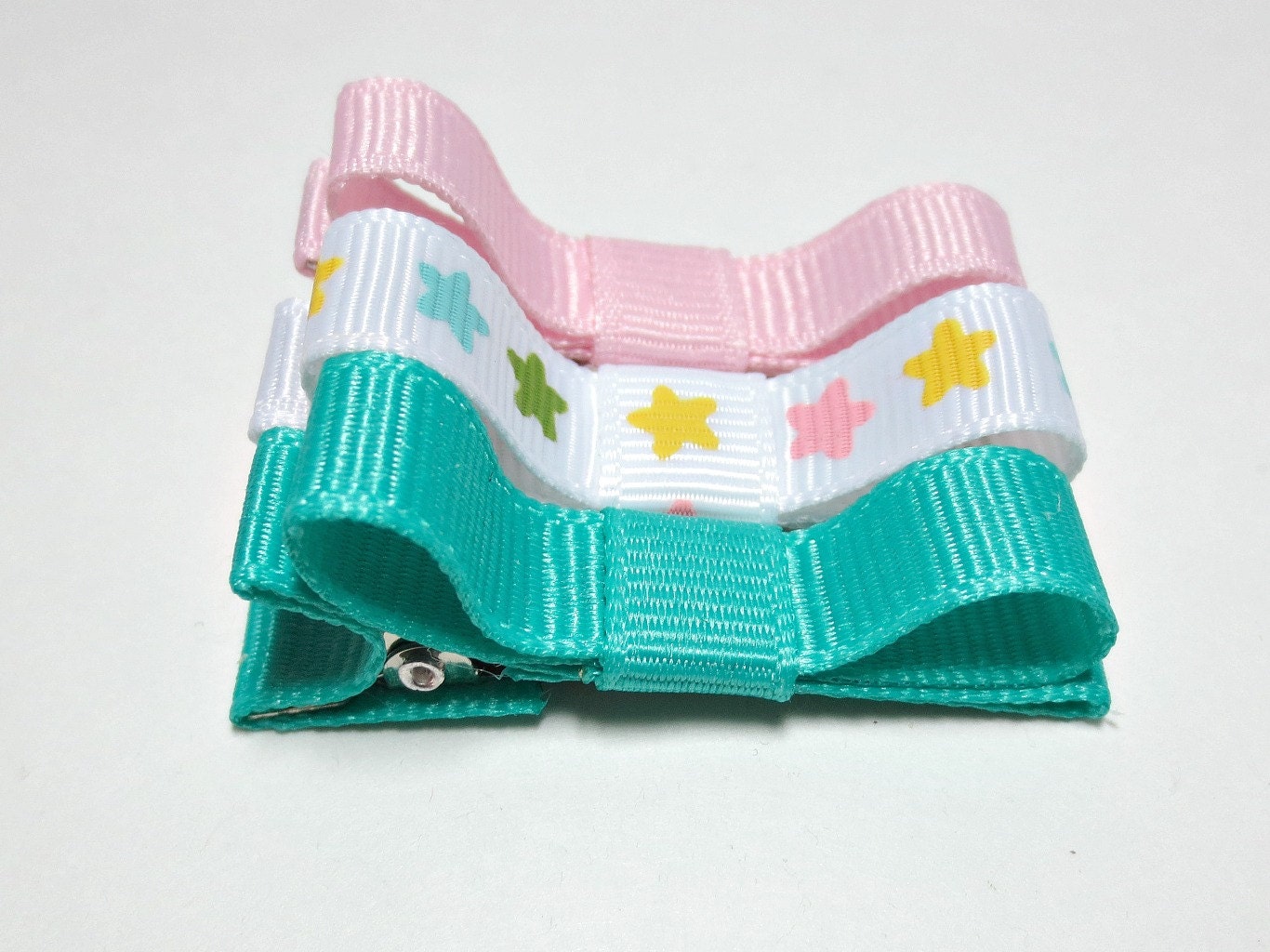 Baby Hair Clips - Set of 3 Tuxedo Bow Barrettes for Babies Toddlers Girls