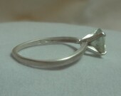 The Jefferson - A 7mm Cushion Cut Praseolite  In a Deluxe Deep V Sterling Silver Setting with Brushed Satin Finish