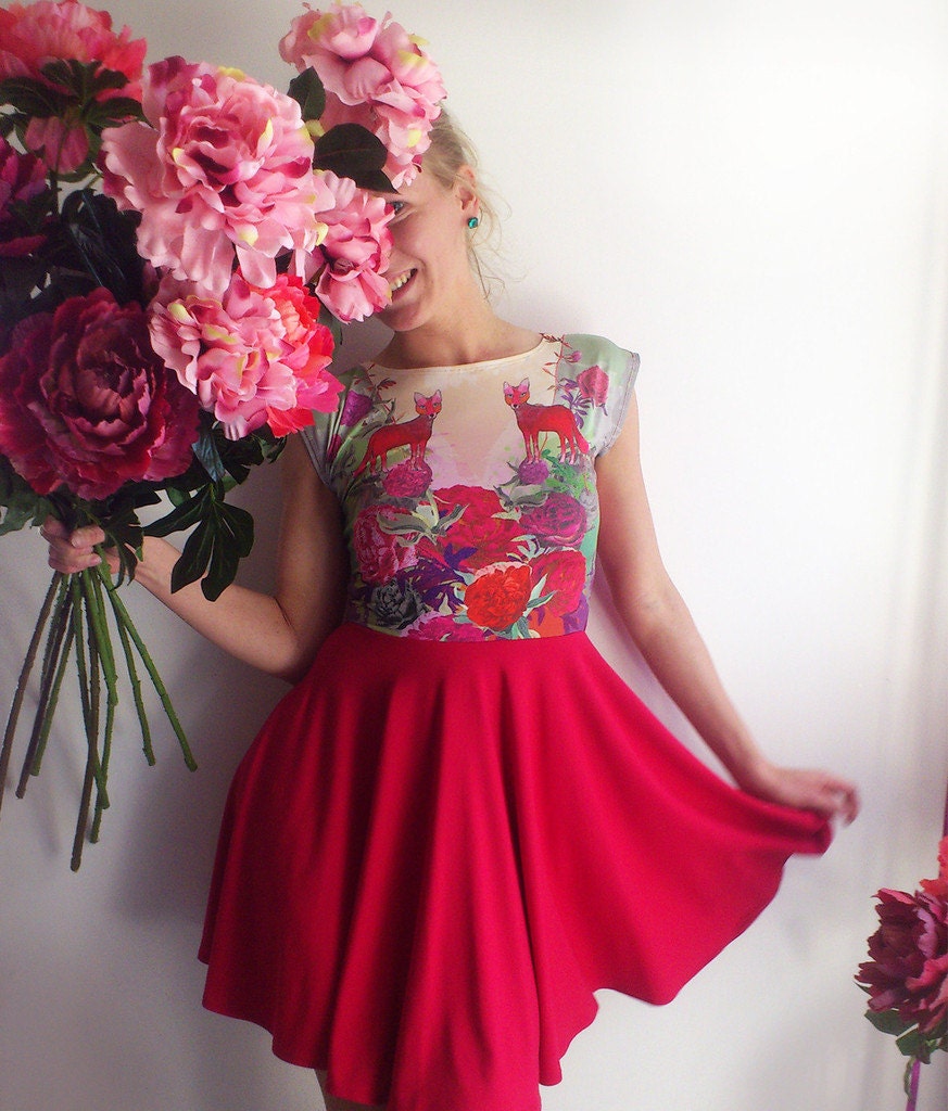 Roses are red foxes are playful-  raspberry red dress