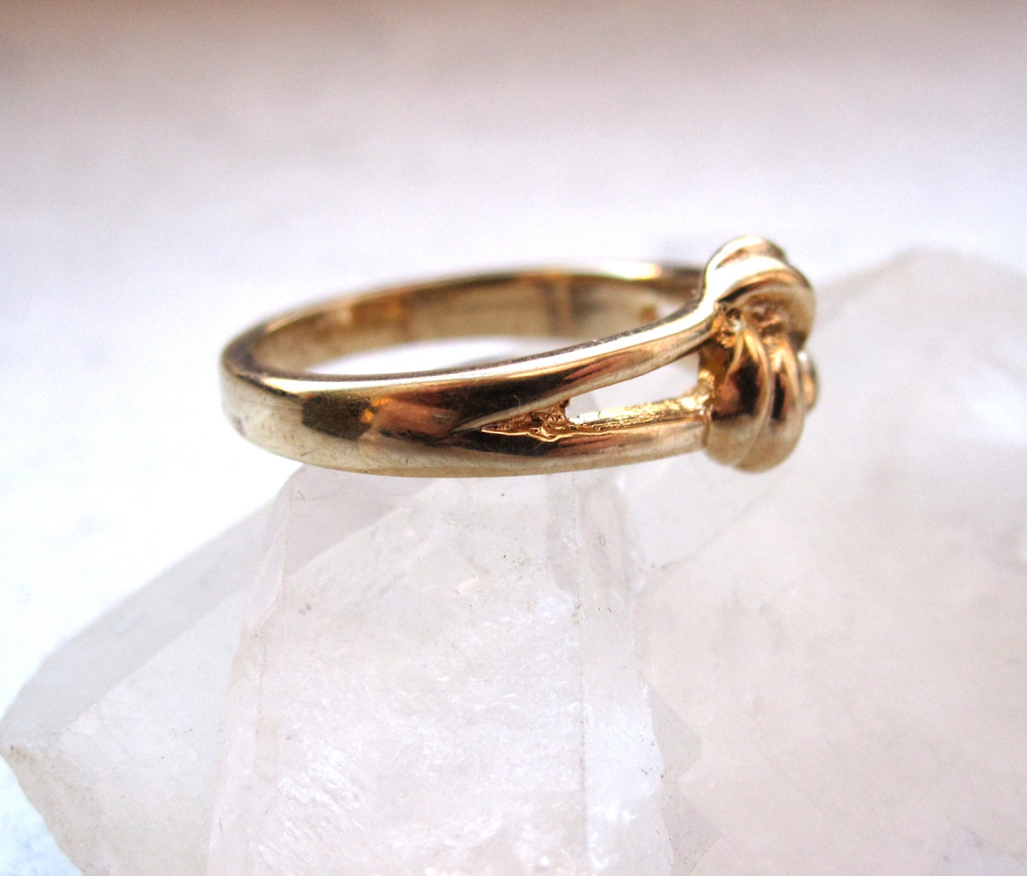 Petite Gold Knot Ring with Crystal Center