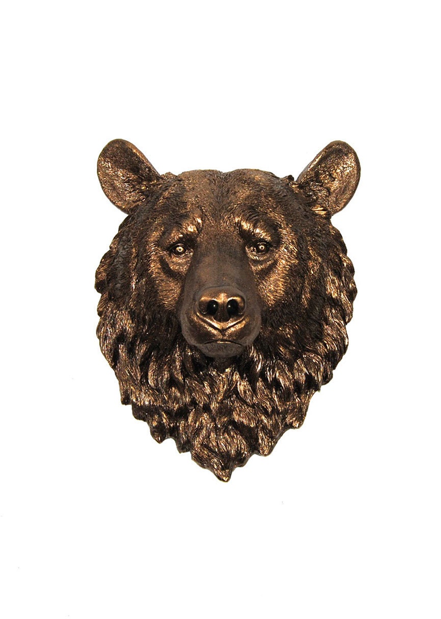 White Faux Taxidermy - Faux Taxidermy - The Halston - Bronze Resin Bear Head- Resin White Faux Taxidermy - Chic & Trendy